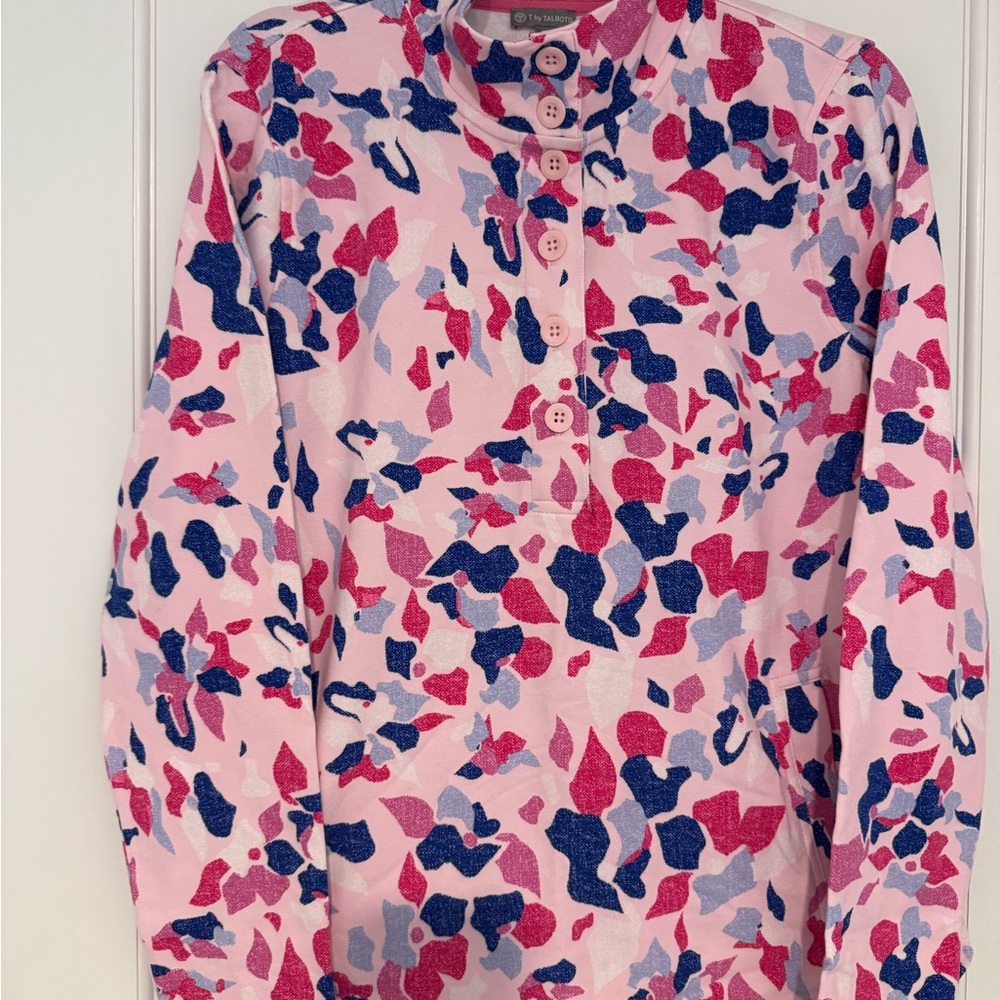 Talbots Women’s Three quarter  Colorful Button-Up Long Sleeve Sweatshirt